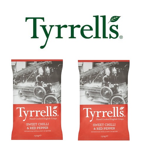 Khoai tây chiên hiệu Tyrrells Sweet Chilli and Red pepper hand cooked crisps 150g